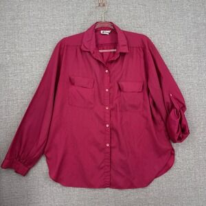 Vintage All Hours‎ Button Up Shirt Women XL Pink Striped Lightweight Y2K Retro